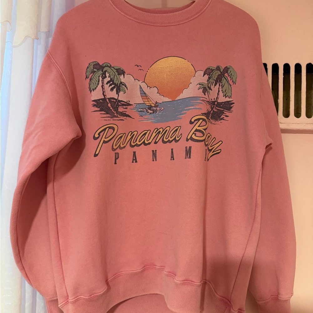 Hollister Pink Graphic Crew Neck Sweater